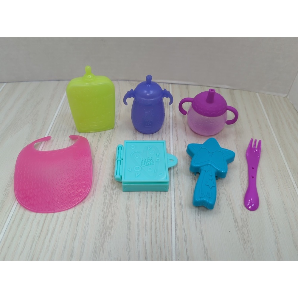 Baby Alive Hasbro doll accessories cup bottle bib fork brush +
